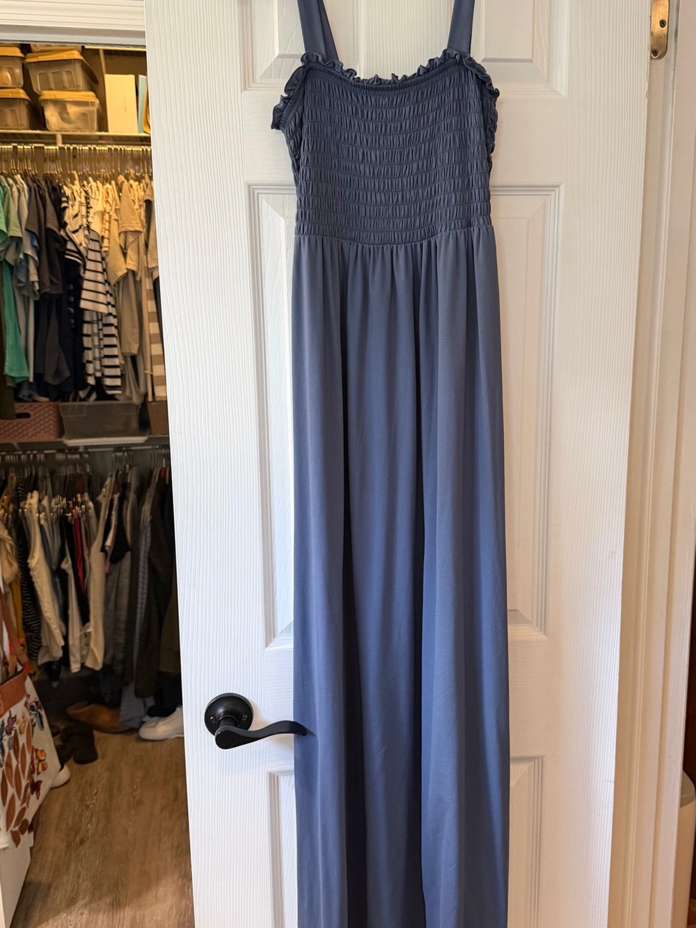 SO Dusty Blue Smocked Waist Maxi Dress